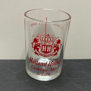 Holland House Cocktail Mix Jigger Shot Glass 1-1/2 oz Vintage Measuring Cup Glas